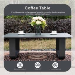 MIMO Garden 5-Seater Aluminum Sofa Set with Teak Armrests, Coffee Table in Grey - Size: 1 Pack - thumbnail 7