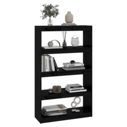 Berkfield Home Book Cabinet/Room Divider Black 80x30x135.5 cm Solid Wood Pine - thumbnail 4