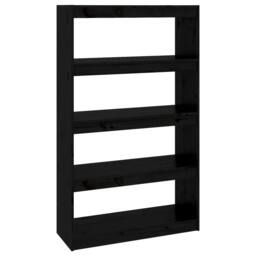 Berkfield Home Book Cabinet/Room Divider Black 80x30x135.5 cm Solid Wood Pine - thumbnail 1