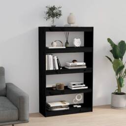 Berkfield Home Book Cabinet/Room Divider Black 80x30x135.5 cm Solid Wood Pine - thumbnail 3