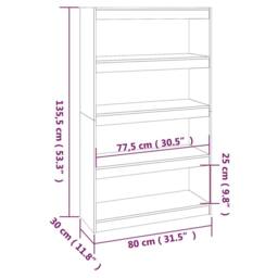 Berkfield Home Book Cabinet/Room Divider Black 80x30x135.5 cm Solid Wood Pine - thumbnail 8