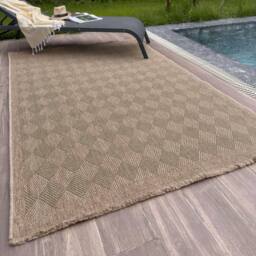 THE RUGS Jute Looking Diamond Design Outdoor Rugs Garden Patio Nature 5300 in Green - Size: 80 cm x 150 cm