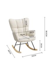 Living and Home Netural Bouclé Tufted Upholstered Rocking Chair in Cream - thumbnail 6