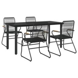 Berkfield Home Beautiful 5 Piece Garden Dining Set Black PVC Rattan - thumbnail 1