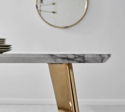 FurnitureboxUK Andria White Marble Effect Rectangular 6-Seater Dining Table in Gold - thumbnail 5