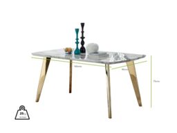 FurnitureboxUK Andria White Marble Effect Rectangular 6-Seater Dining Table in Gold - thumbnail 8