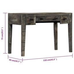 Berkfield Home Desk Black 110x50x75 cm Solid Mango Wood - Size: 110 x 50 x 75 cm - thumbnail 6