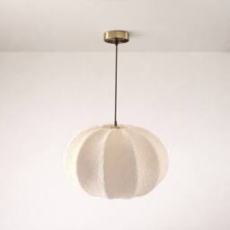 CGC Lighting Zita Large Oval Cream Fluffy 'Teddy Bear' Fabric Lampshade - thumbnail 2
