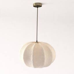 CGC Lighting Zita Large Oval Cream Fluffy 'Teddy Bear' Fabric Lampshade - thumbnail 4