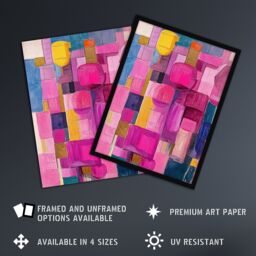 "Artery8 Wine Lover Drinks Pink Abstract Cubist Still Life Framed Art Print - Size: W12"" x H16""" - thumbnail 2