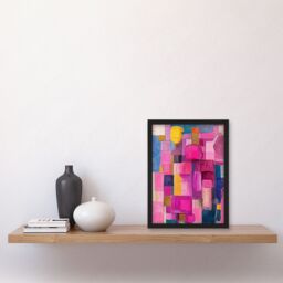 "Artery8 Wine Lover Drinks Pink Abstract Cubist Still Life Framed Art Print - Size: W12"" x H16""" - thumbnail 4