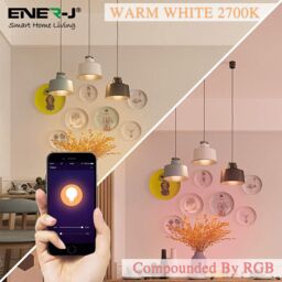 ENER-J Smart Wi-Fi GLS LED Lamp B22, 9W, RGB+W+WW, Dimmable in White - thumbnail 2