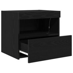Berkfield Home Bedside Cabinets with LED Lights 2 pcs Black Oak 50x40x45 cm - Size: 50 x 40 x 45 cm - thumbnail 7