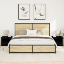 Berkfield Home Bedside Cabinets with LED Lights 2 pcs Black Oak 50x40x45 cm - Size: 50 x 40 x 45 cm - thumbnail 1