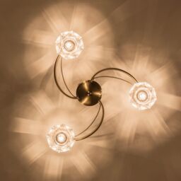 Harper Living 3 Light Semi Flush Ceiling Light Antique Brass Finish Clear Glass Shades in Bronze - thumbnail 2