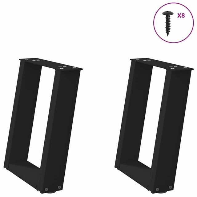 Berkfield Home Coffee Table Legs U-Shaped 2 pcs Black 28x(42-43) cm Steel - image 1