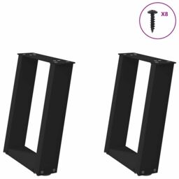 Berkfield Home Coffee Table Legs U-Shaped 2 pcs Black 28x(42-43) cm Steel - thumbnail 1