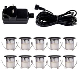 First Choice Lighting Set of 10 - 30mm Black IP67 Cool White LED Decking Kit - thumbnail 1
