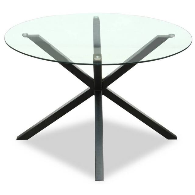 Lemon Pavilion Furniture and Decor Monza Indoor Round Dining Table - Glass - L120 x W120 x H76 cm - Black - image 1