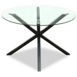 Lemon Pavilion Furniture and Decor Monza Indoor Round Dining Table - Glass - L120 x W120 x H76 cm - Black - thumbnail 1
