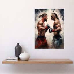 "Artery8 Wall Art Print Cage Fight Oil Paint Artwork Combat Mixed Martial Arts Boxing Wrestling Poster - Size: W12"" x H16""" - thumbnail 2