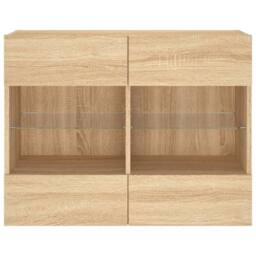 Berkfield Home TV Wall Cabinet with LED Lights Sonoma Oak 78.5x30x60.5 cm in Light Brown - thumbnail 7