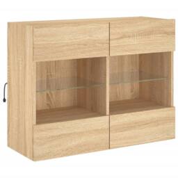Berkfield Home TV Wall Cabinet with LED Lights Sonoma Oak 78.5x30x60.5 cm in Light Brown - thumbnail 3