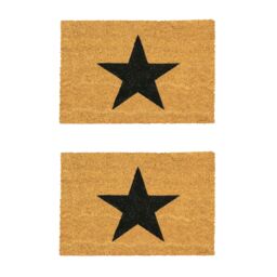 Nicola Spring Coir Door Mats - 60 x 40cm - Black Star - Set of 2 - Size: 40 cm x 60 cm - thumbnail 1