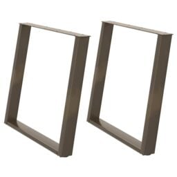 Berkfield Home vidXL Dining Table Legs U-Shaped 2 pcs Natural Steel 90x(72-73) cm Steel in Brown - thumbnail 2