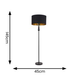 ValueLights Marissa Black & Gold Shade with Black Stacked Ball Floor Lamp with LED Bulb - thumbnail 7