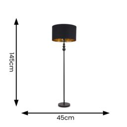 ValueLights Marissa Black & Gold Shade with Black Stacked Ball Floor Lamp with LED Bulb - thumbnail 5