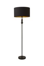 ValueLights Marissa Black & Gold Shade with Black Stacked Ball Floor Lamp with LED Bulb - thumbnail 6