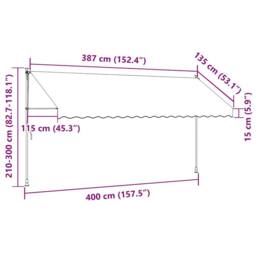 Berkfield Home Manual Retractable Awning with LED 400 cm Blue & White - thumbnail 8