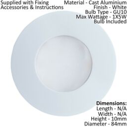 Loops IP65 Recessed Outdoor Wall Light White Cast Aluminium 1 x 5W GU10 Bulb - thumbnail 2