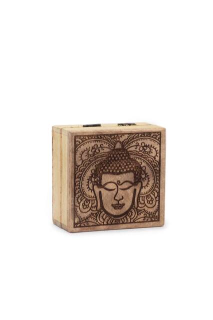KDMD Elegant Black Buddha Face 10x10x4.2cm Square Box for Keepsakes & Decor in Brown - Size: 10x10x4.2 cm - image 1