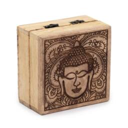 KDMD Elegant Black Buddha Face 10x10x4.2cm Square Box for Keepsakes & Decor in Brown - Size: 10x10x4.2 cm - thumbnail 3