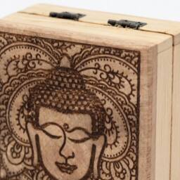 KDMD Elegant Black Buddha Face 10x10x4.2cm Square Box for Keepsakes & Decor in Brown - Size: 10x10x4.2 cm - thumbnail 2