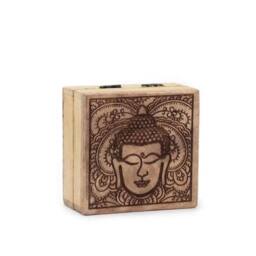 KDMD Elegant Black Buddha Face 10x10x4.2cm Square Box for Keepsakes & Decor in Brown - Size: 10x10x4.2 cm - thumbnail 4