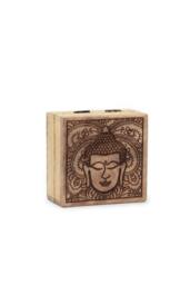 KDMD Elegant Black Buddha Face 10x10x4.2cm Square Box for Keepsakes & Decor in Brown - Size: 10x10x4.2 cm - thumbnail 1