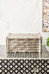 Orsina Hiba Large Silver Finish Bamboo Effect Trinket Box - thumbnail 3