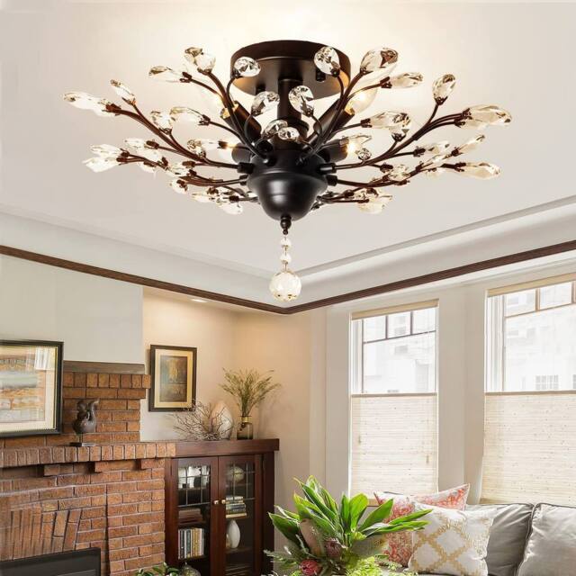 NIVOR 4 Lights Vintage K9 Black Crystal Chandeliers Ceiling Light Pendant - image 1