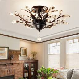 NIVOR 4 Lights Vintage K9 Black Crystal Chandeliers Ceiling Light Pendant - thumbnail 1