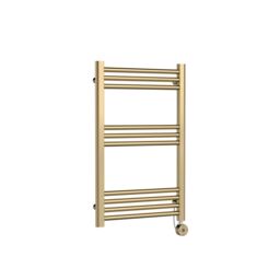 Balterley Round Tube Towel Rail with 10 Bars, 800 x 500mm - Brushed Brass in Metallics - thumbnail 1