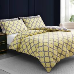 Pamposh Duvet Cover Set Reversible Quilt Covers Luxury Bedding Sets in Yellow - Size: King - thumbnail 4