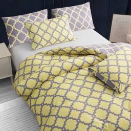Pamposh Duvet Cover Set Reversible Quilt Covers Luxury Bedding Sets in Yellow - Size: King - thumbnail 6