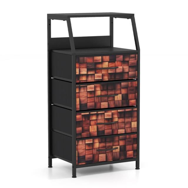 Costway 4-Drawer Dresser Bedside Cabinet Nightstand Closet Organizer End Table in Brown - image 1