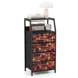 Costway 4-Drawer Dresser Bedside Cabinet Nightstand Closet Organizer End Table in Brown - thumbnail 7