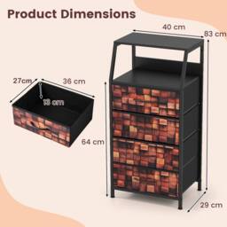 Costway 4-Drawer Dresser Bedside Cabinet Nightstand Closet Organizer End Table in Brown - thumbnail 2