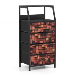Costway 4-Drawer Dresser Bedside Cabinet Nightstand Closet Organizer End Table in Brown - thumbnail 1