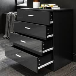 ERGOVEXA Chest of Drawers Black 4 Drawer Bedroom Furniture Clothes Storage - thumbnail 3